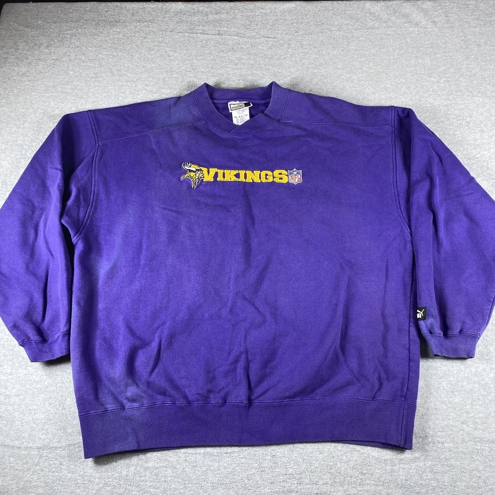 Minnesota Vikings Sweatshirt Mens XL Purple NFL Football Puma Fleece‎ Crewneck